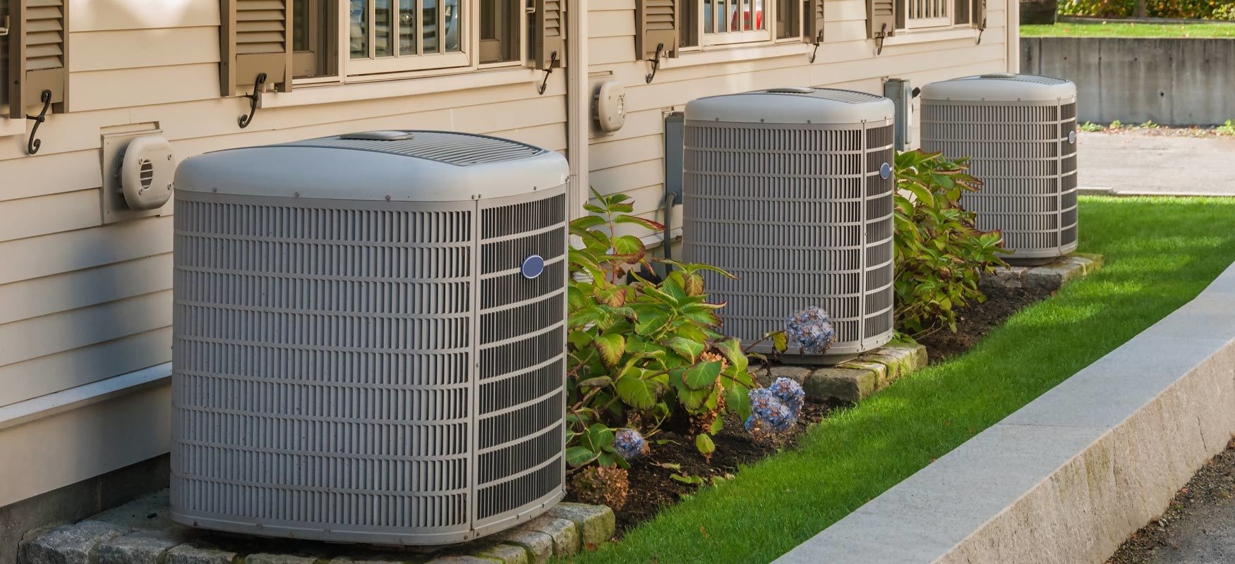 Heat pumps outside of a home