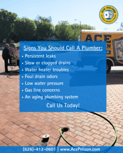 Graphic listing the signs you need to call a plumber